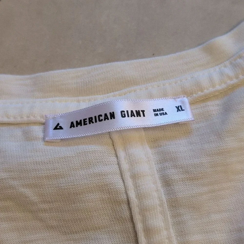 NEW American Giant Premium Slub Long Sleeve V-Neck Tee Bone White Size XL